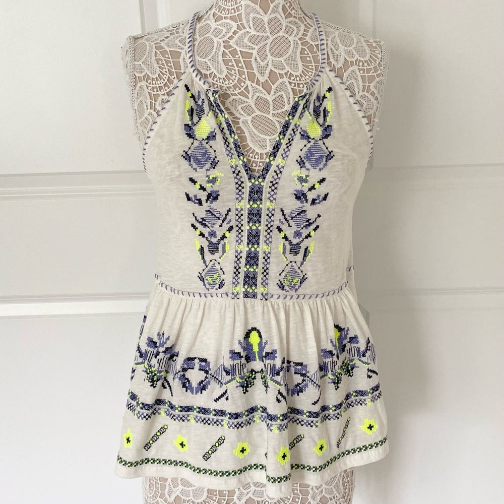 NEW Anthropologie Maeve Neela Embroidered Babydoll Top Sz XS - Picture 7 of 10